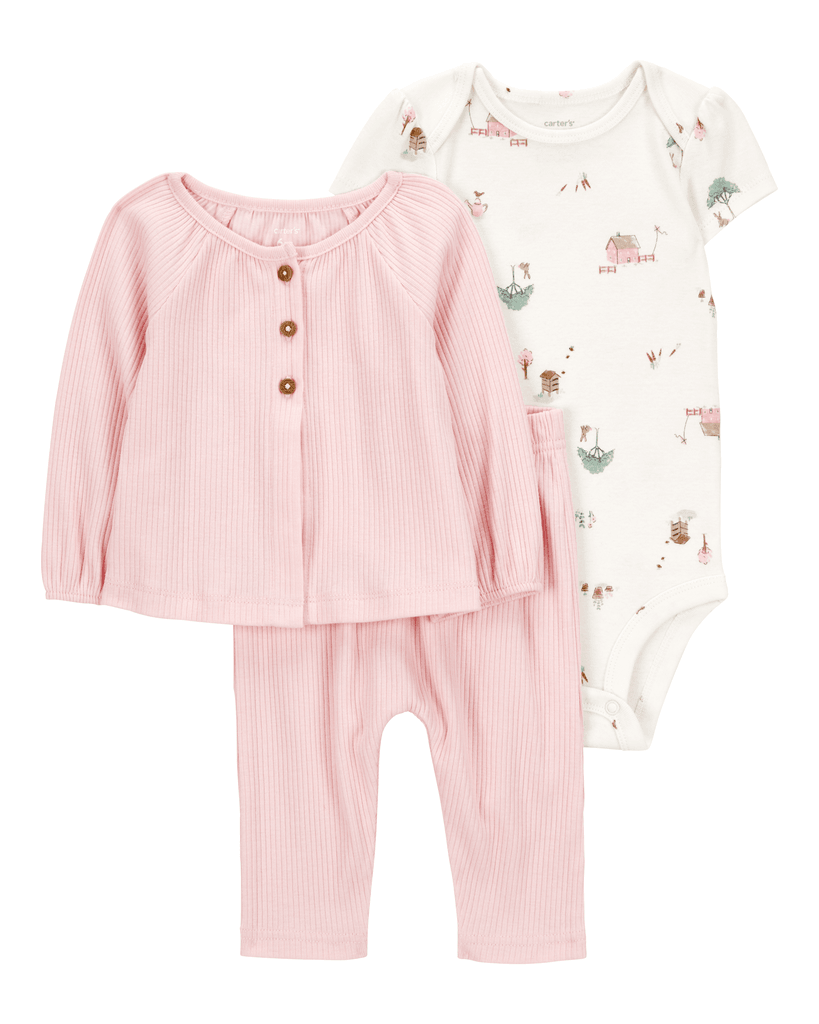 Carters Komplet za bebe, Duks jakna, Bodi i Donji deo, 1S938710, Rozi