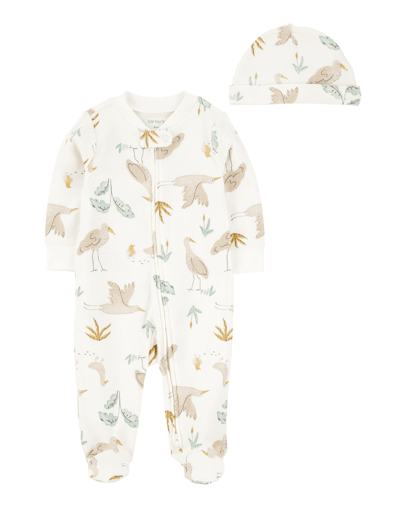 Carters Komplet za bebe, zeka i kapa, Krem