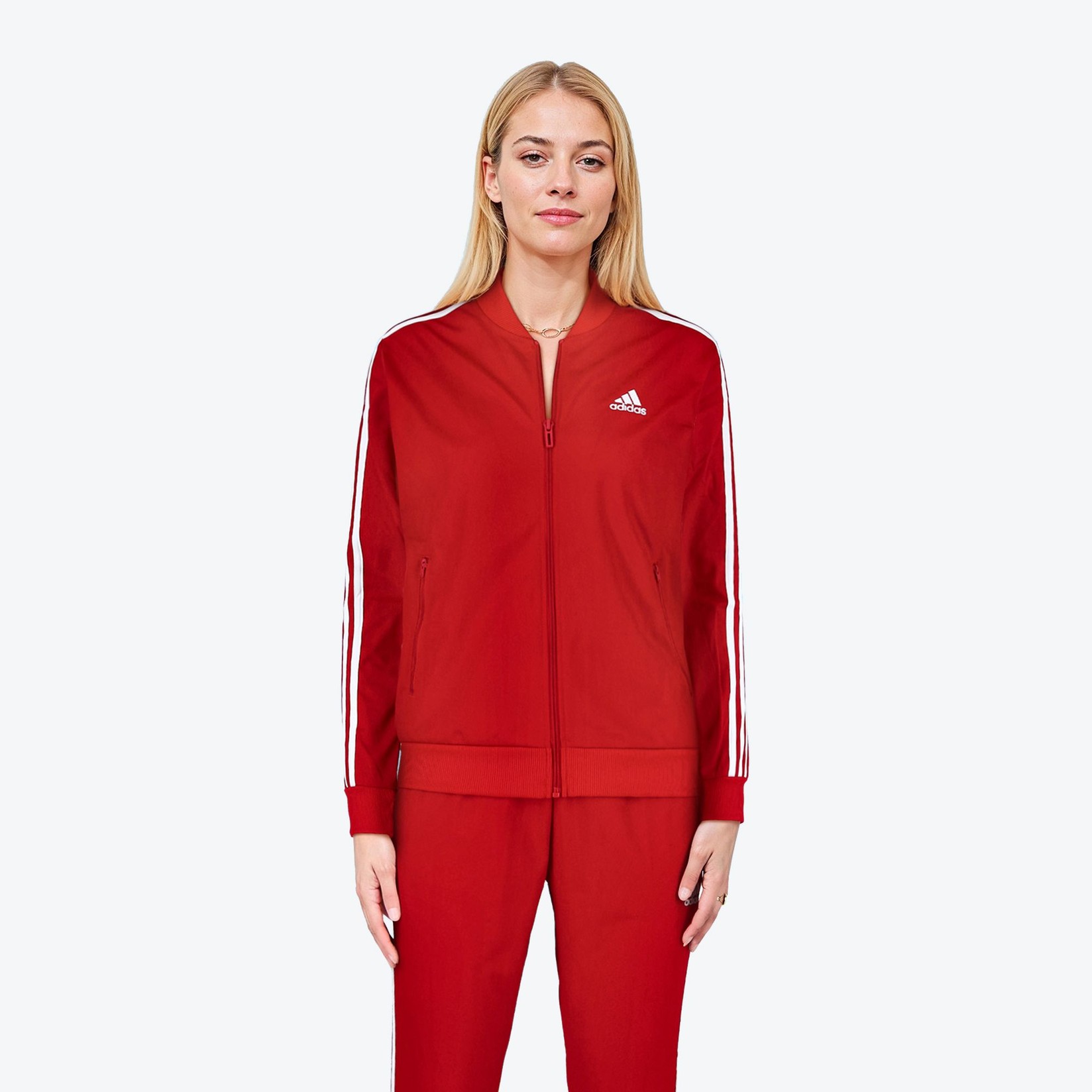 Adidas Ženski komplet trenerke s 3 pruge, crvena