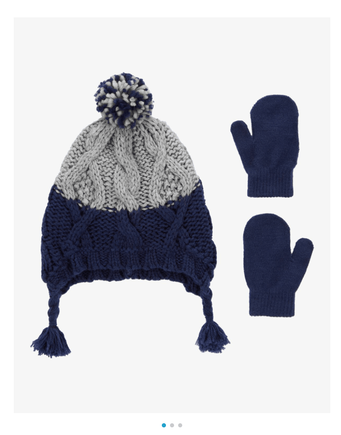 Carters kids clothes Komplet za dječake, Kapa i rukavice, Teget-sivi