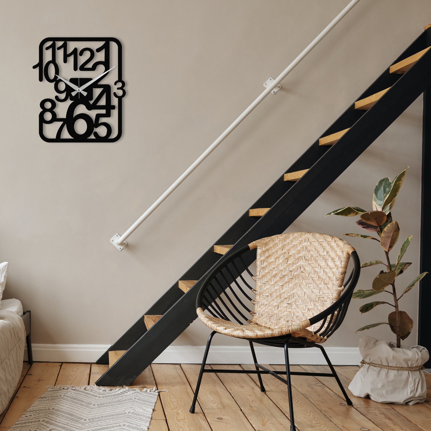 Zidni sat Wallity 48x48cm Crni