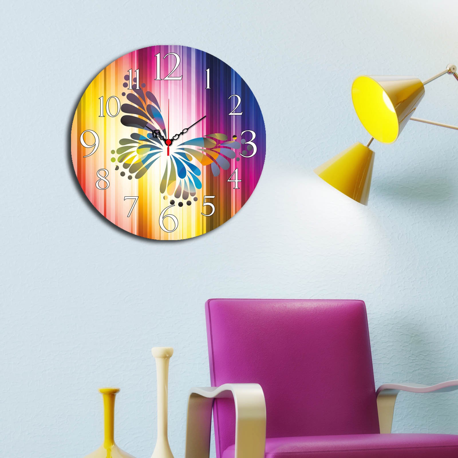 Zidni sat Wallity MDF 40cm šareni