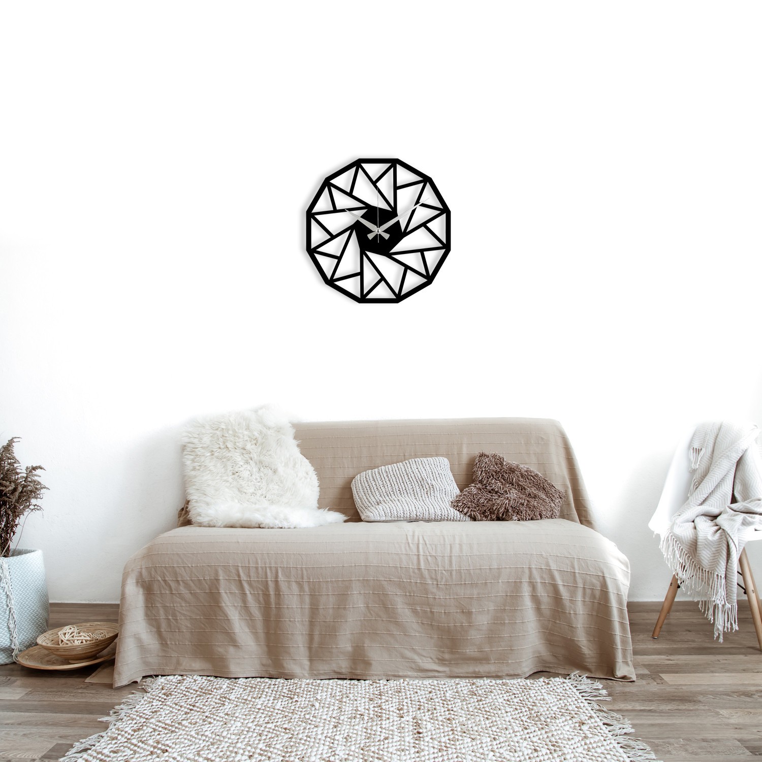 Zidni sat Wallity 48x48cm Crni