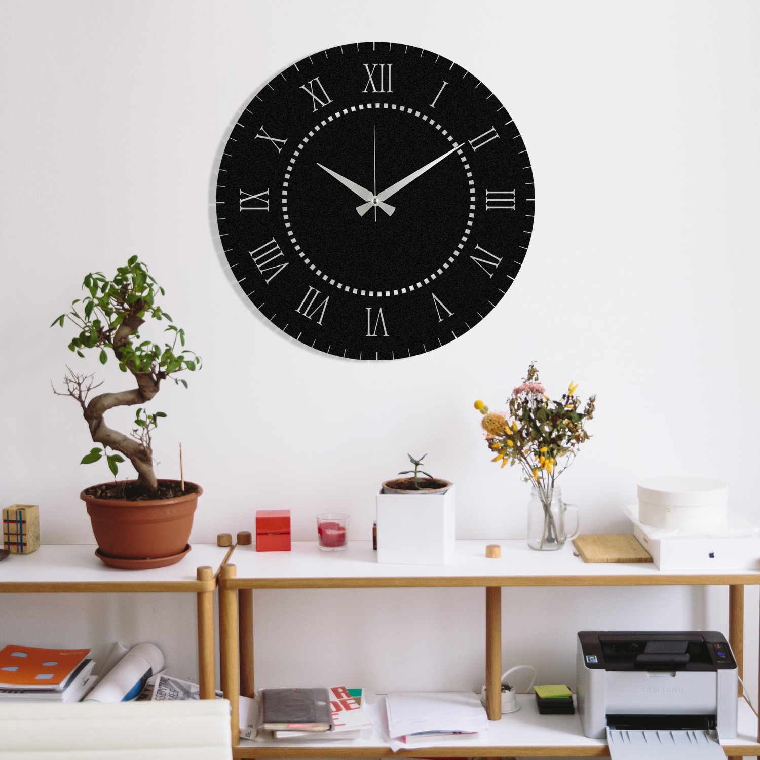 Zidni sat Wallity 48x48cm Crni