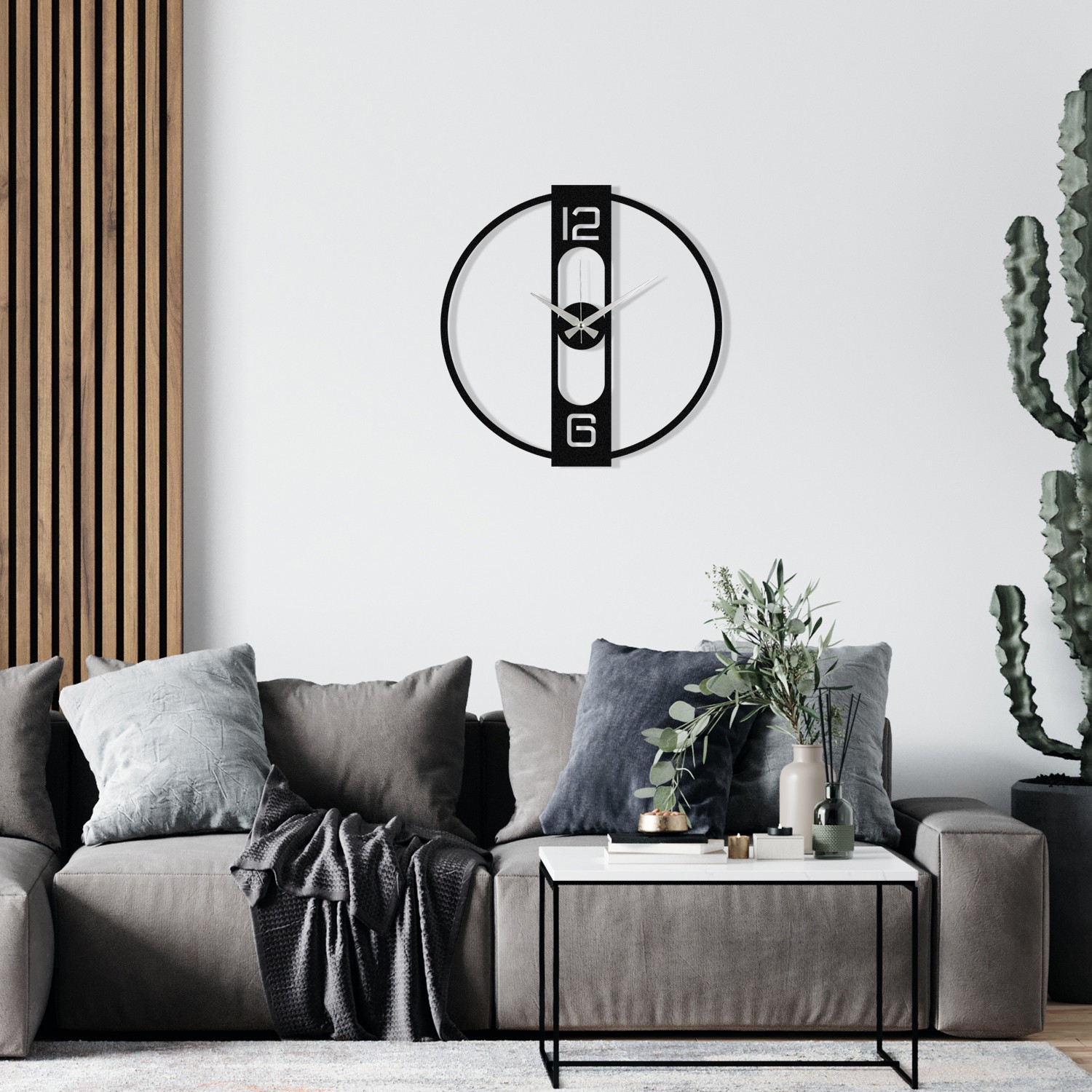 Zidni sat Wallity 48x48cm Crni