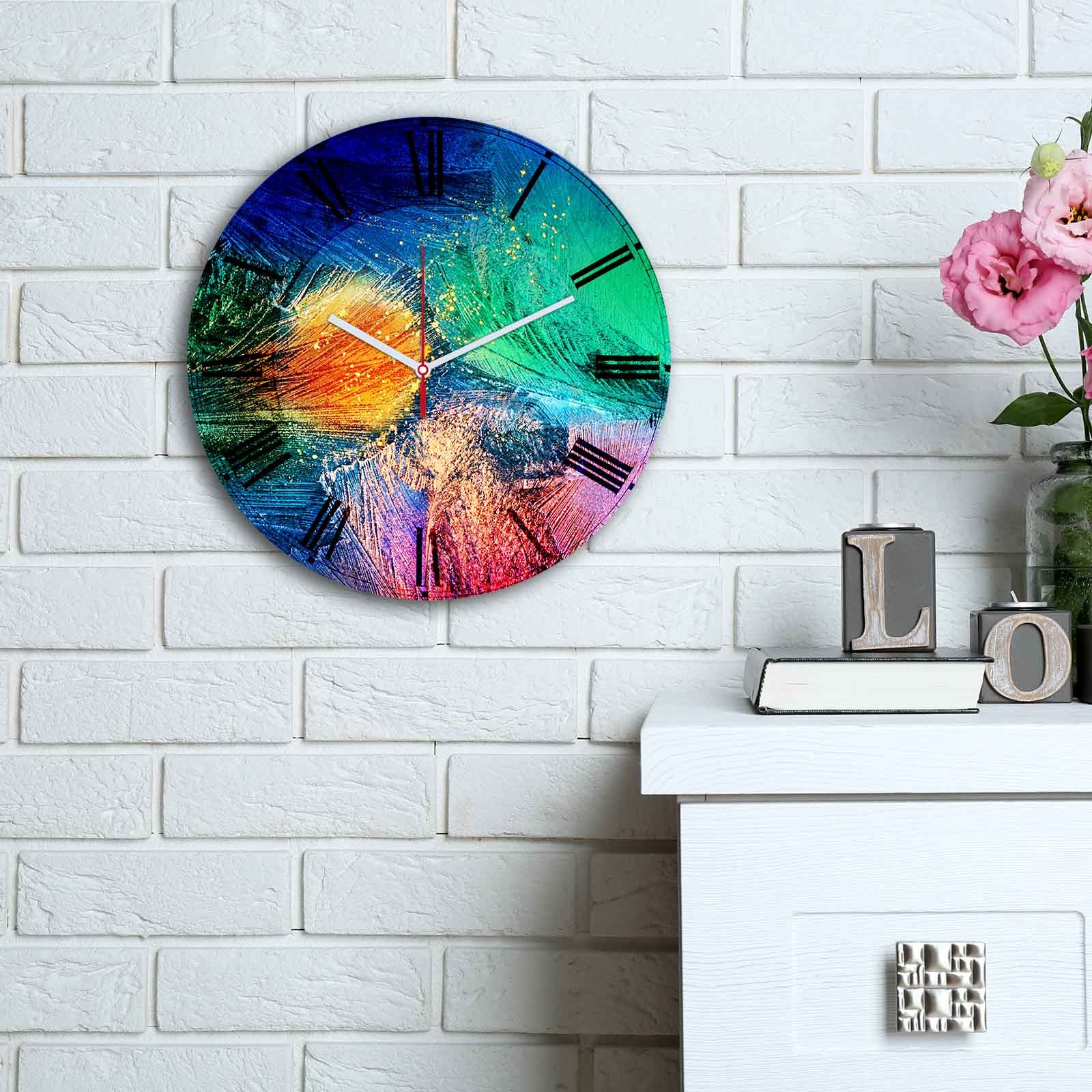 Zidni sat Wallity MDF 30cm šareni