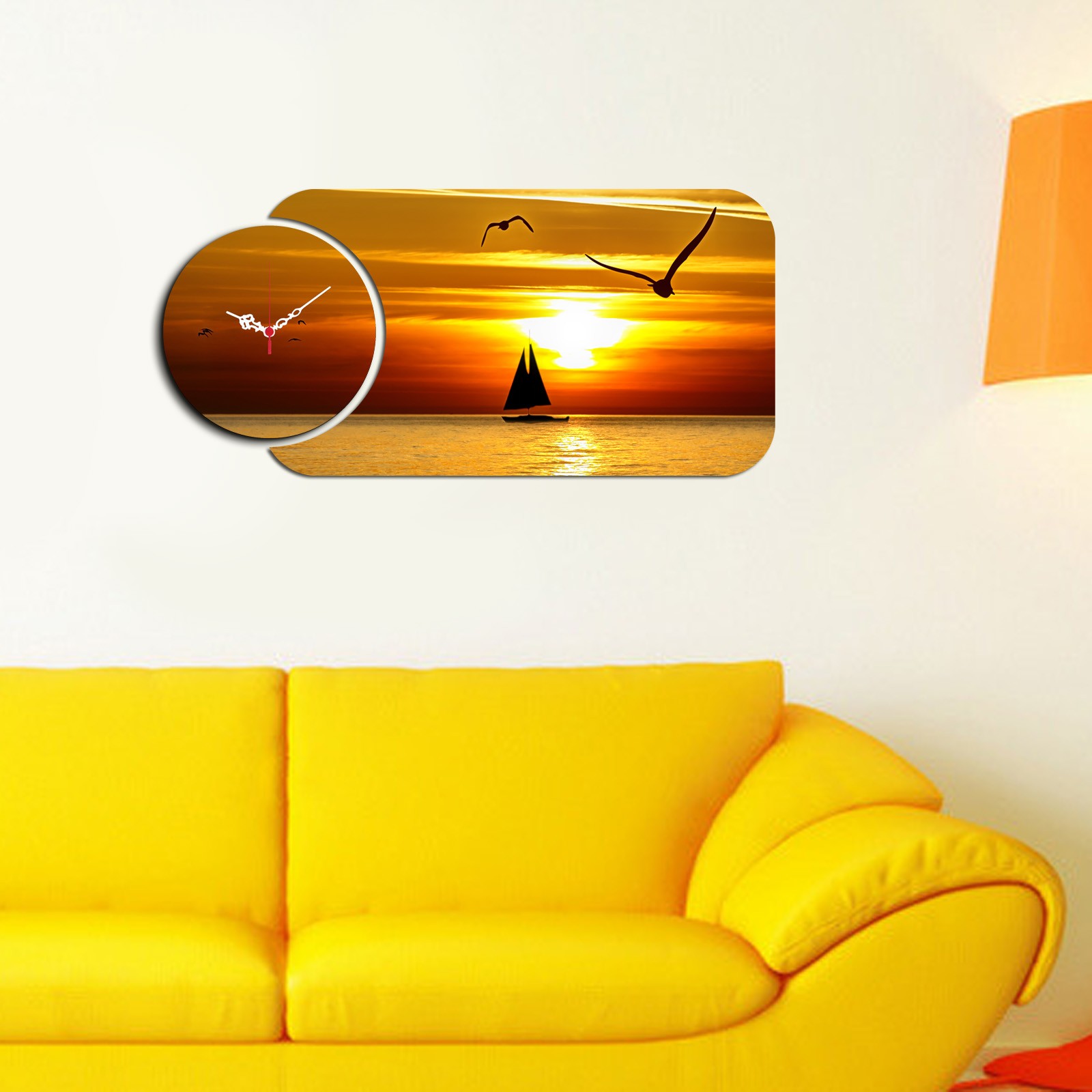 Wallity MDF zidni sat u 2 dijela, šareni