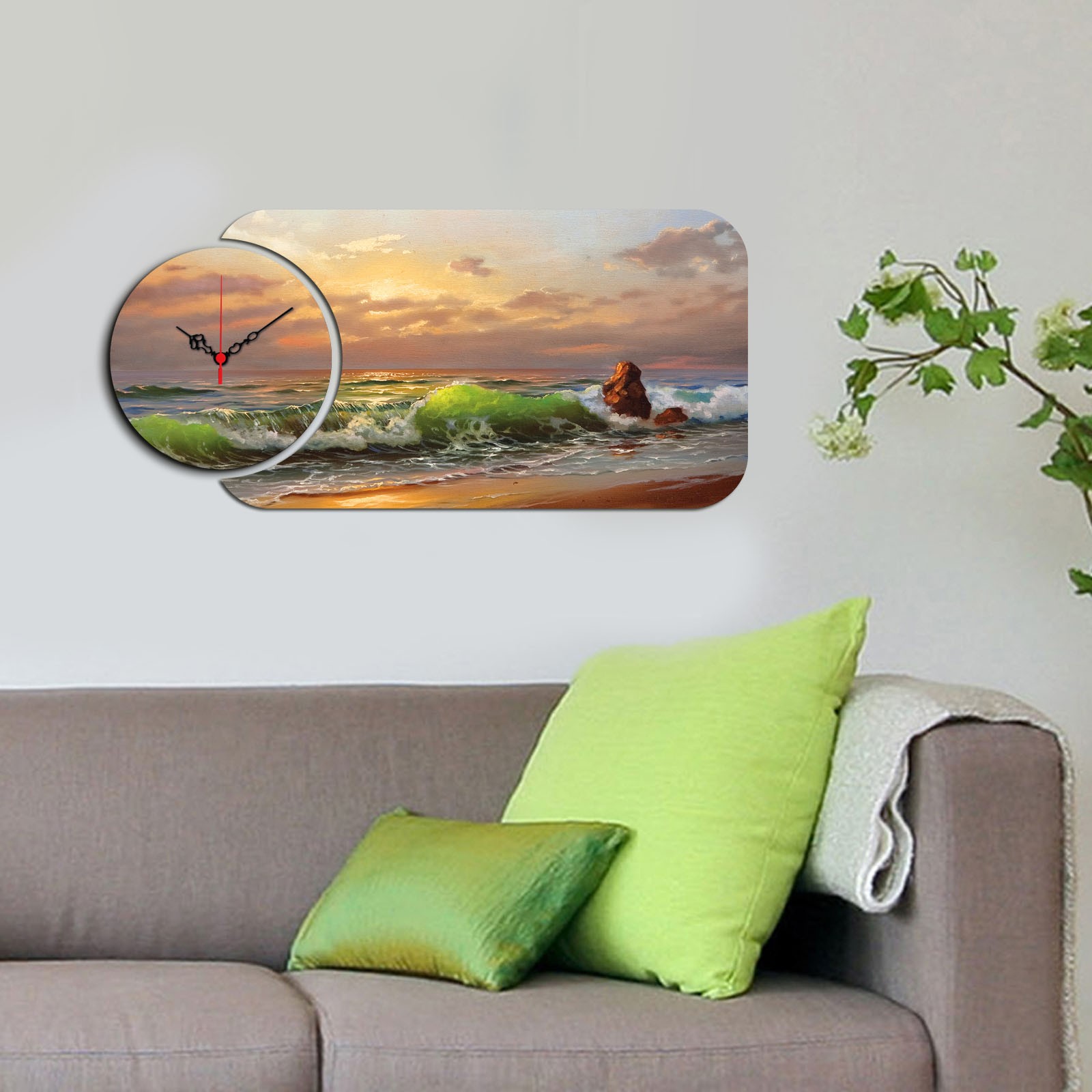 Wallity MDF zidni sat u 2 dijela, šareni