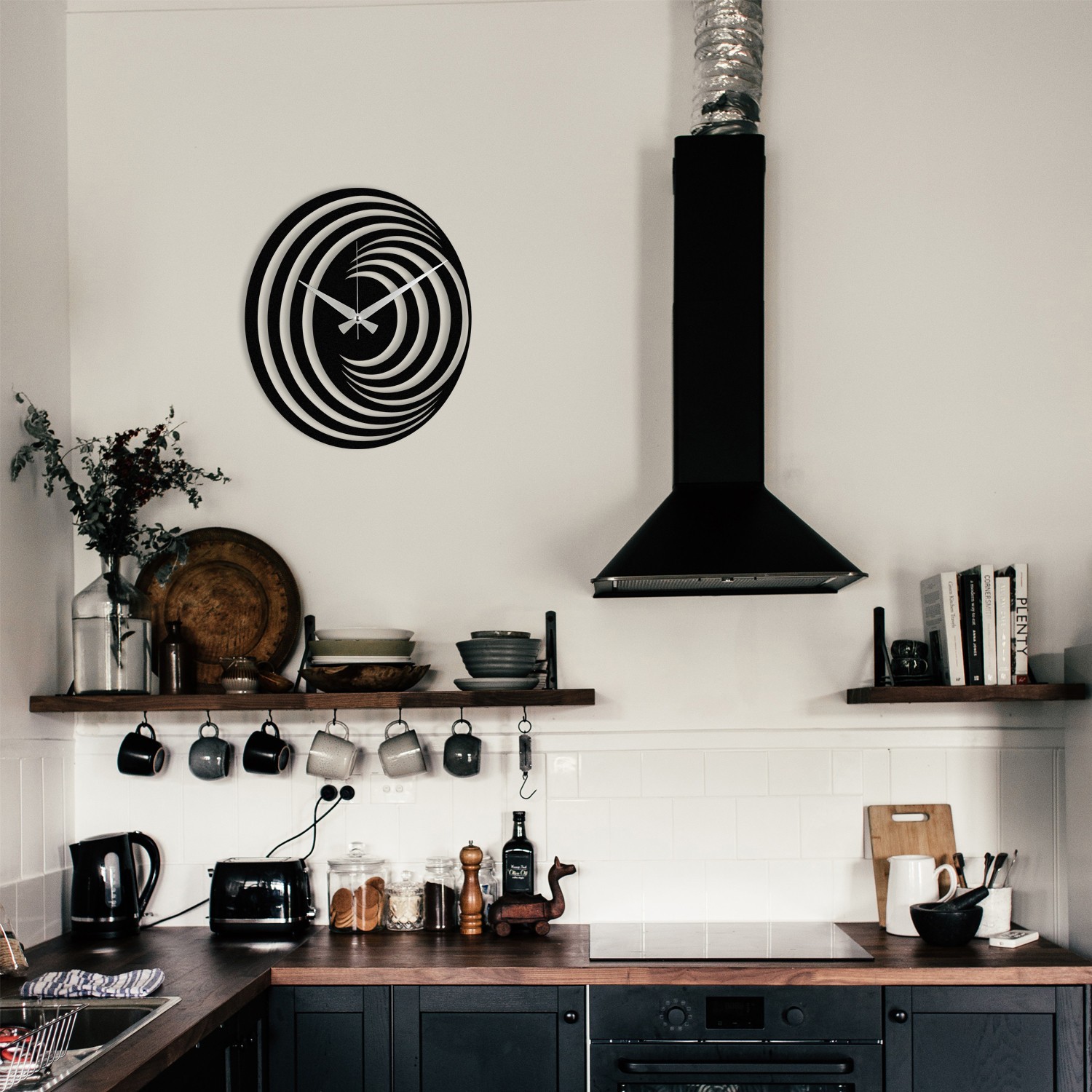 Zidni sat Wallity 48x48cm Crni