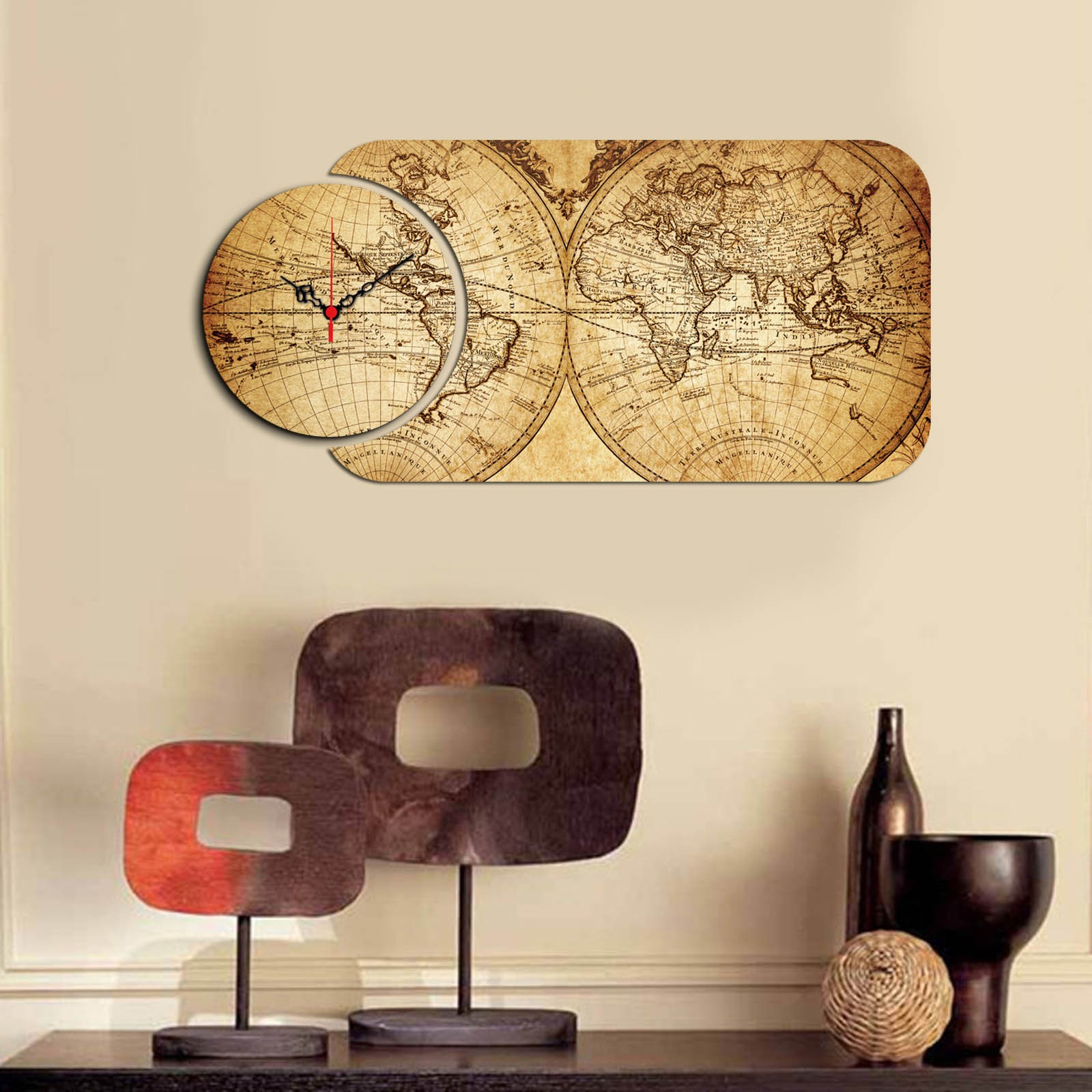 Wallity MDF zidni sat u 2 dijela, šareni