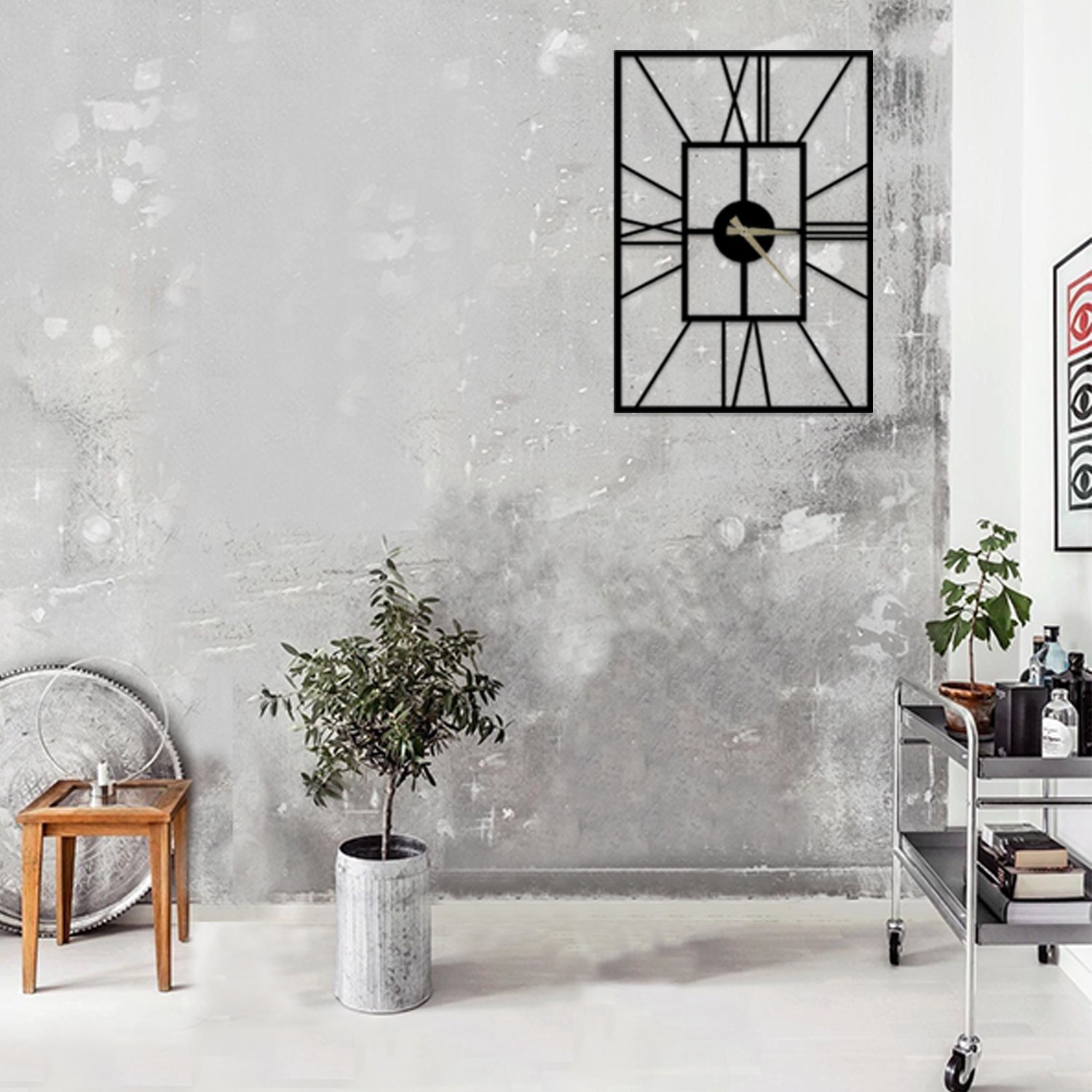 Zidni sat Wallity 50x70cm Crni