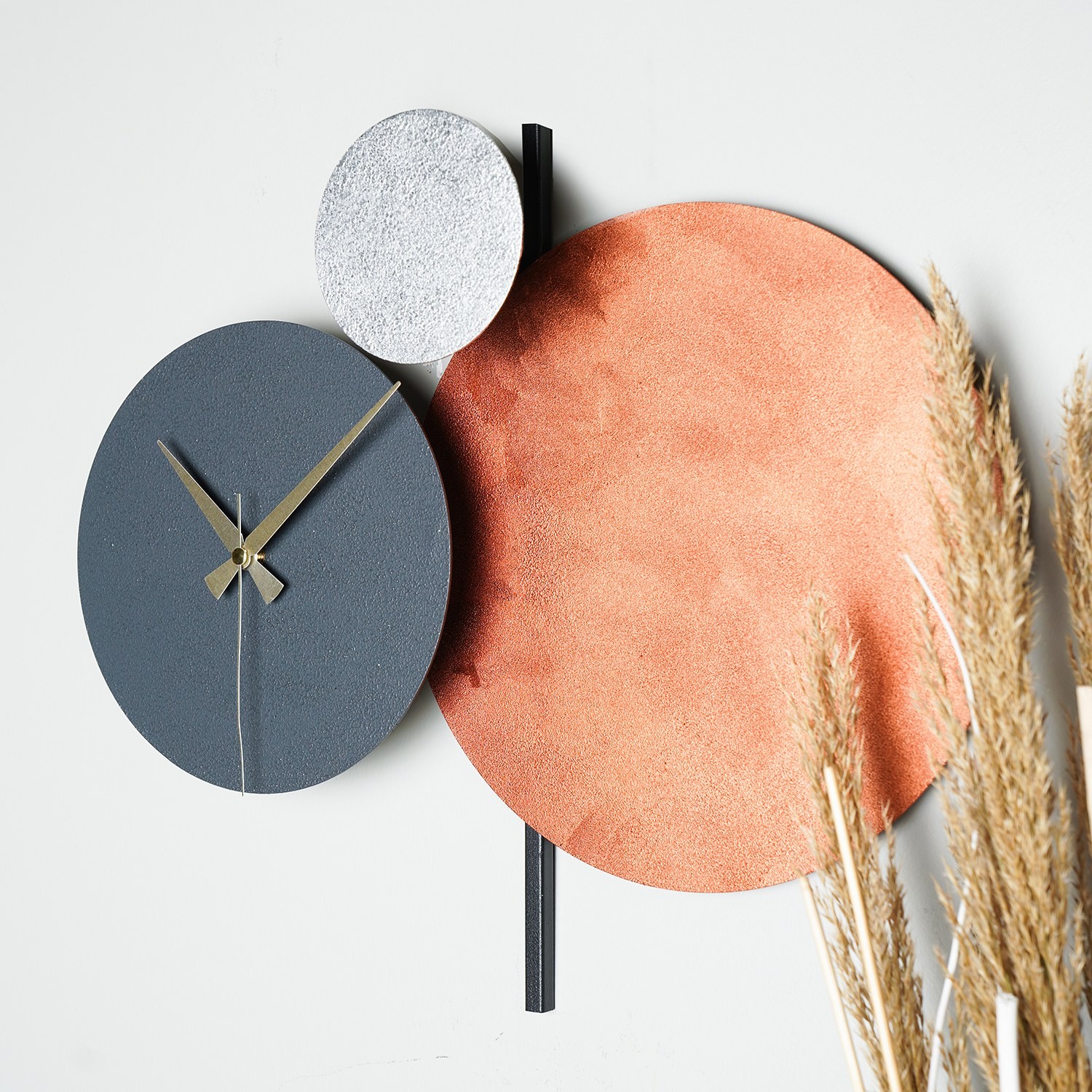 Zidni sat Wallity 48cm Crno-bakarni