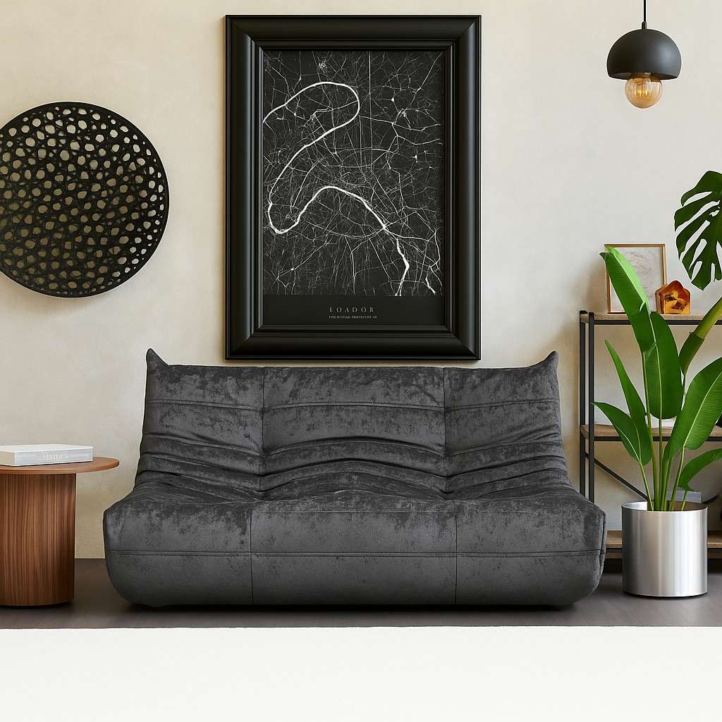 Atelier del Sofa Dvosjed Bocek, Tamno siva