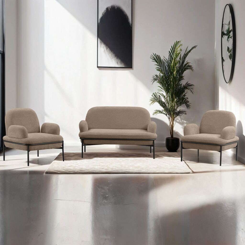 Atelier del Sofa Set namještaja za dnevni boravak, 3 dijela Aster, krem