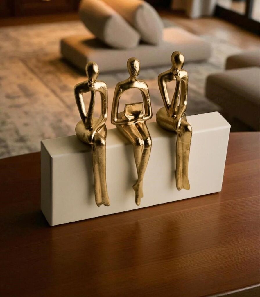 Aberto Design Dekorativna figura Ers1277, 17 x 5 cm, Zlatno-bijela