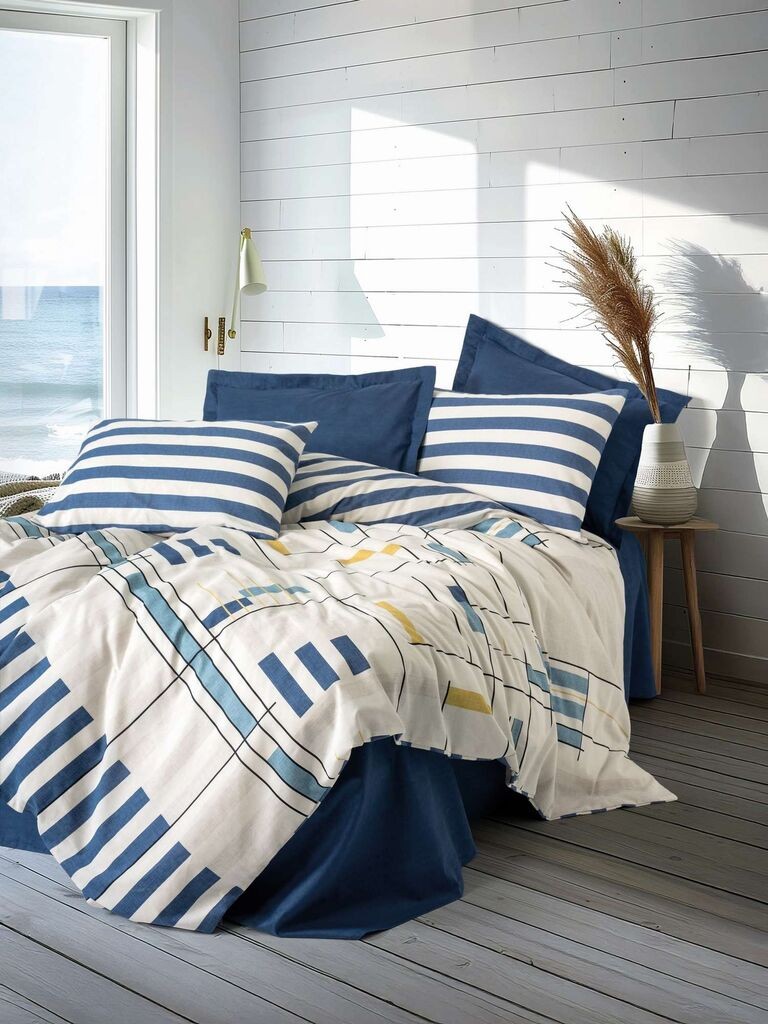 L'essentiel Maison set posteljine Lunox, 200 x 220 cm, tamno plava