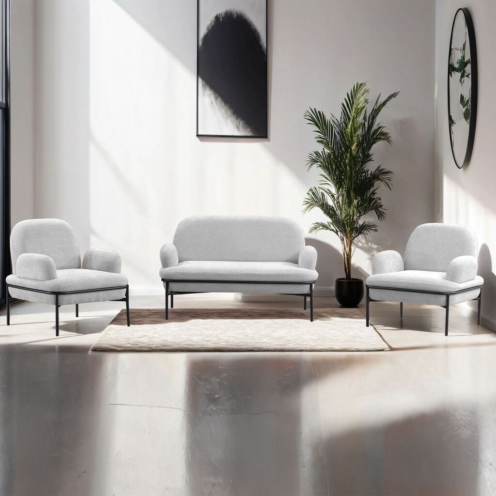 Atelier del Sofa Set namještaja za dnevni boravak, 3 dijela Aster, bijela