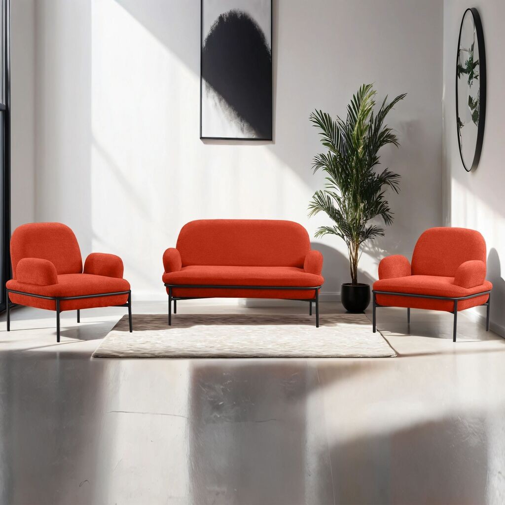 Atelier del Sofa Set namještaja za dnevni boravak, 3 dijela Aster, crvena