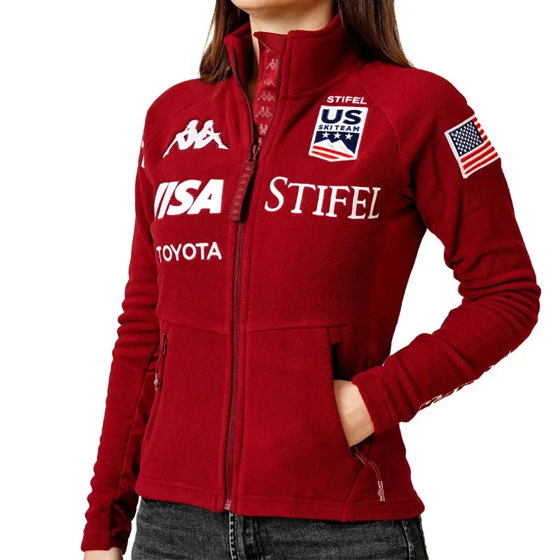 Kappa ženska majica s kapuljačom na patentni zatvarač 6CENTO 688C US, crvena