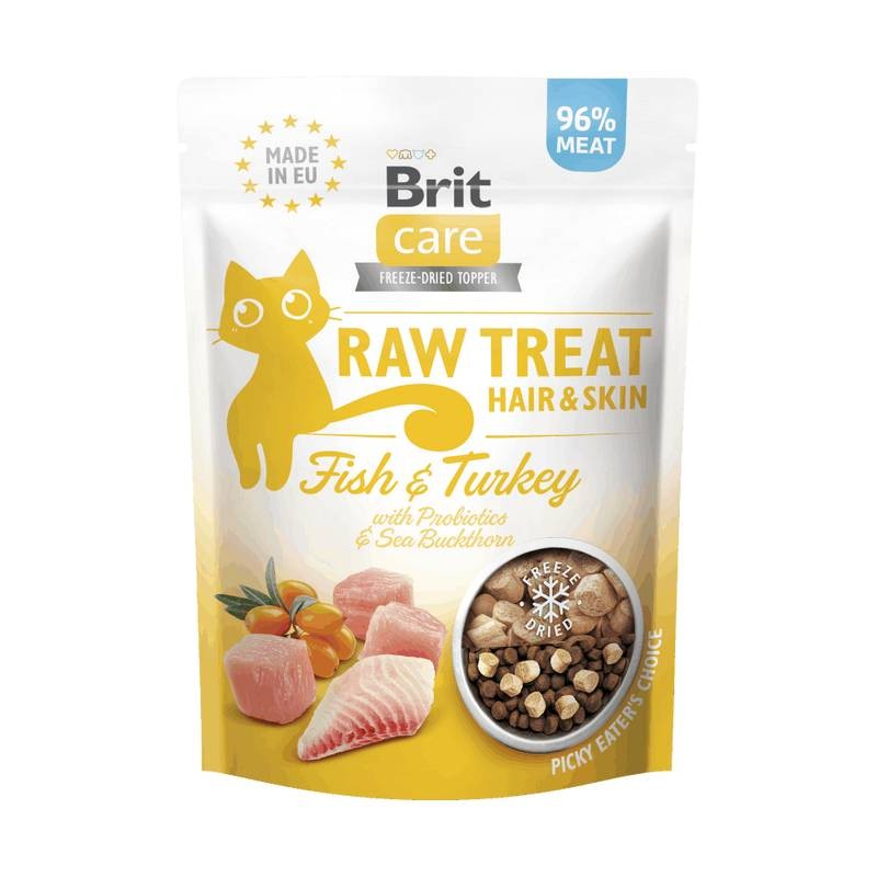 BRIT Poslastica za mačke Raw Treat Hair & Skin, Riba i puretina, 40 g