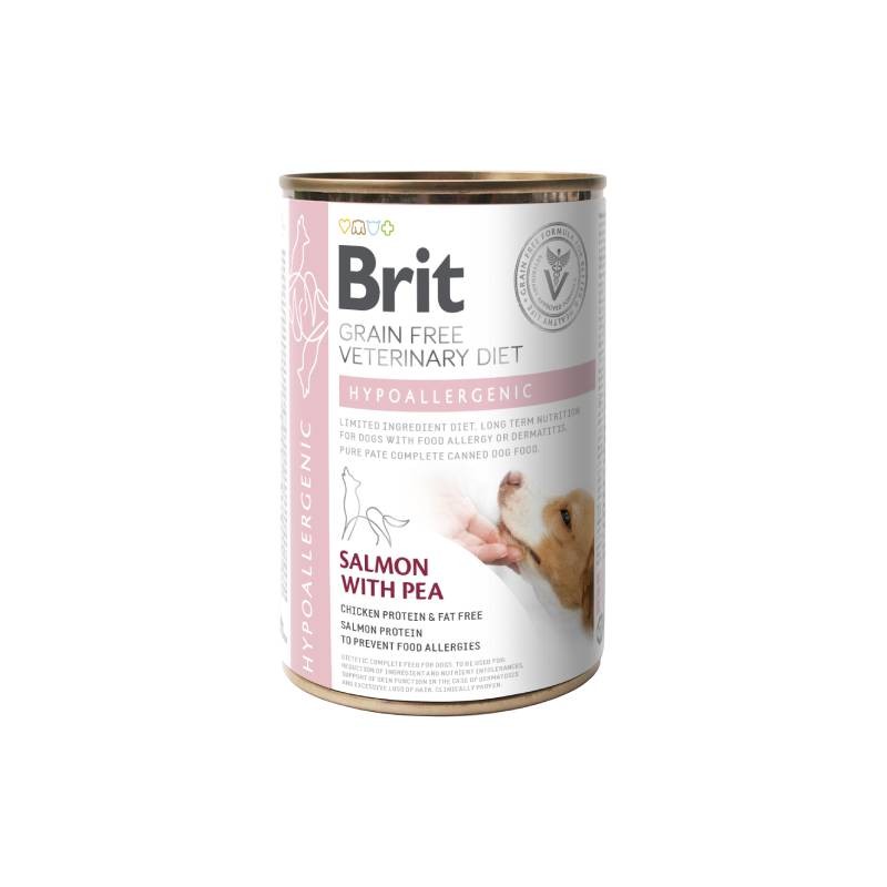 BRIT Vlažna medicinska hrana za pse Hypoallergenic, Veterinary Diet, Grain-free, Losos s graškom, 400g