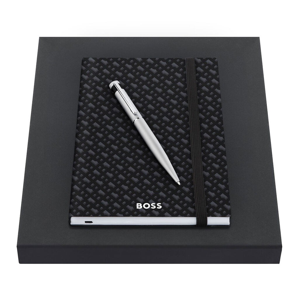 Hugo Boss Set hemijska olovka + notes HPBH367B, A5, Crni