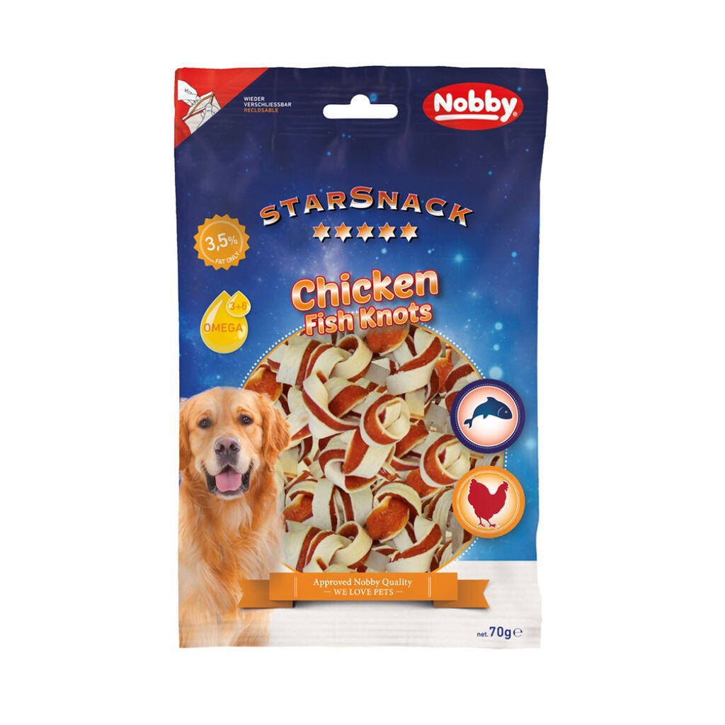 Nobby Poslastice za pse Starsnack Chicken Fish Knots, 70g