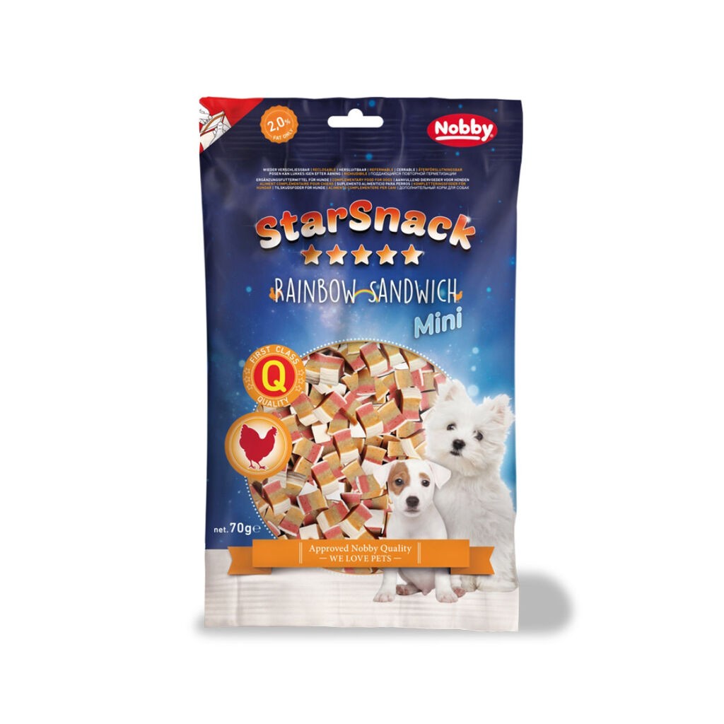 Nobby Poslastice za pse Starsnack Soft Chicken Rainbow Sandwich, 70g