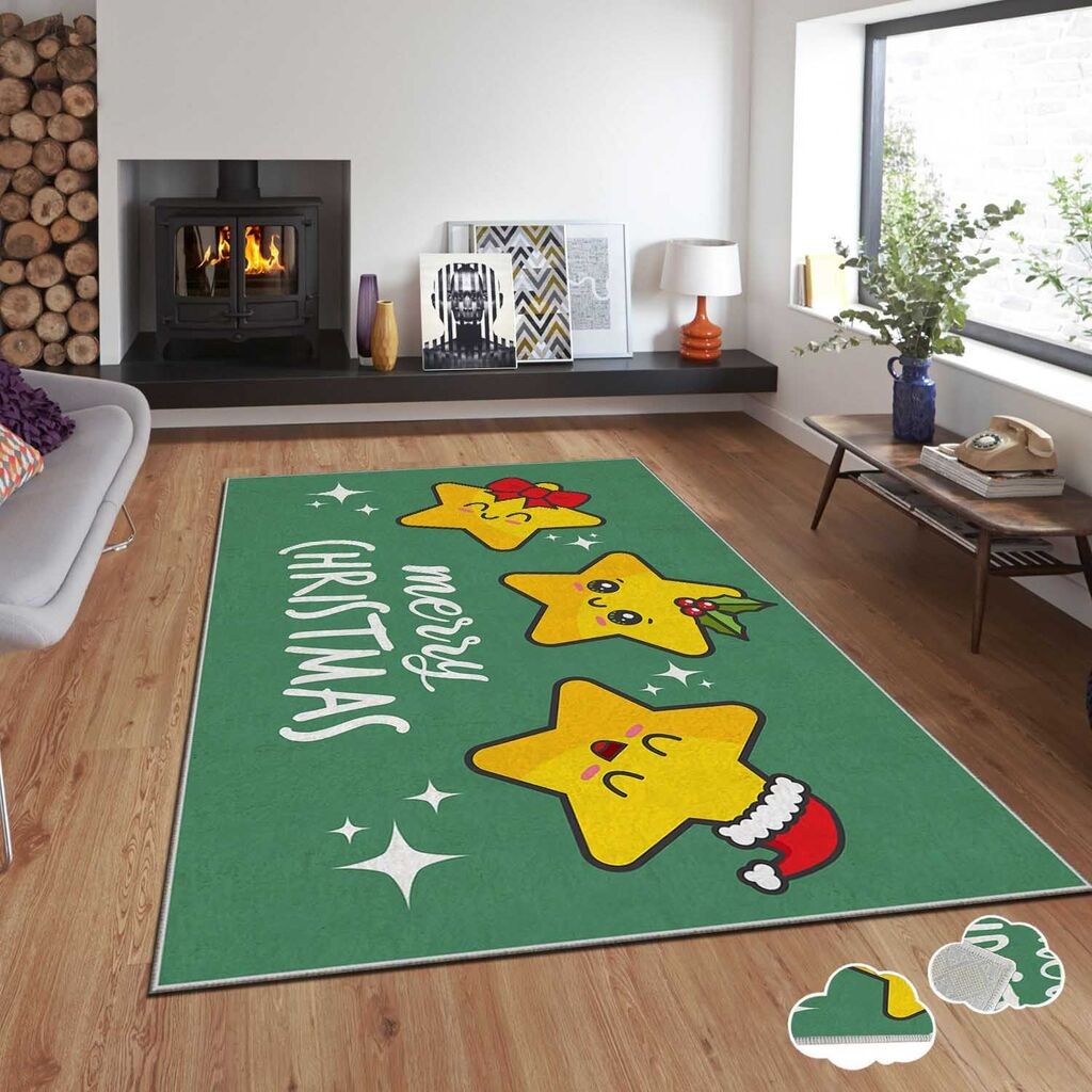 Conceptum Hypnose tepih s novogodišnjim motivima Asr-Crpt-53, pravokutni, 100 x 140 cm, zeleni