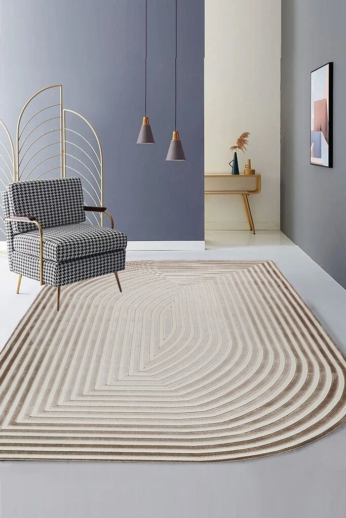 Conceptum Hypnose tepih Amorf-Ar004, Ovalan, 80 x 300 cm, Krem-bež