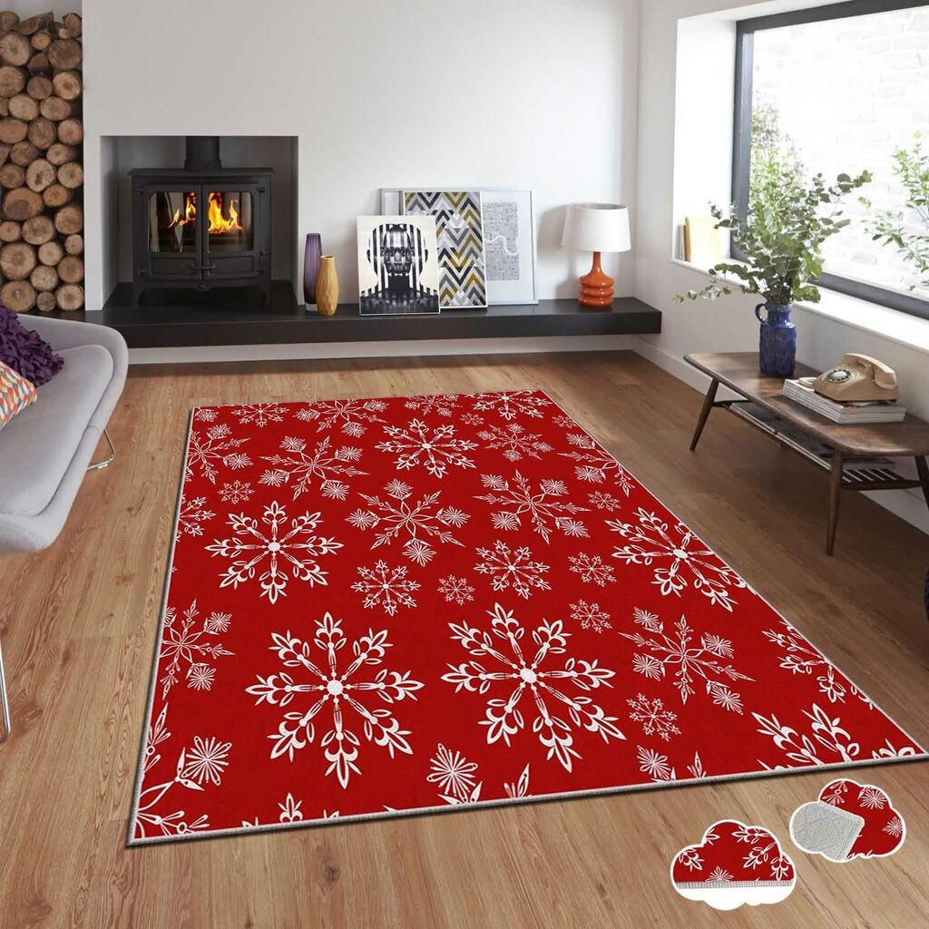 Conceptum Hypnose tepih s novogodišnjim motivima Asr-Crpt-97, Pravougaoni, 100 x 180 cm, Crveni