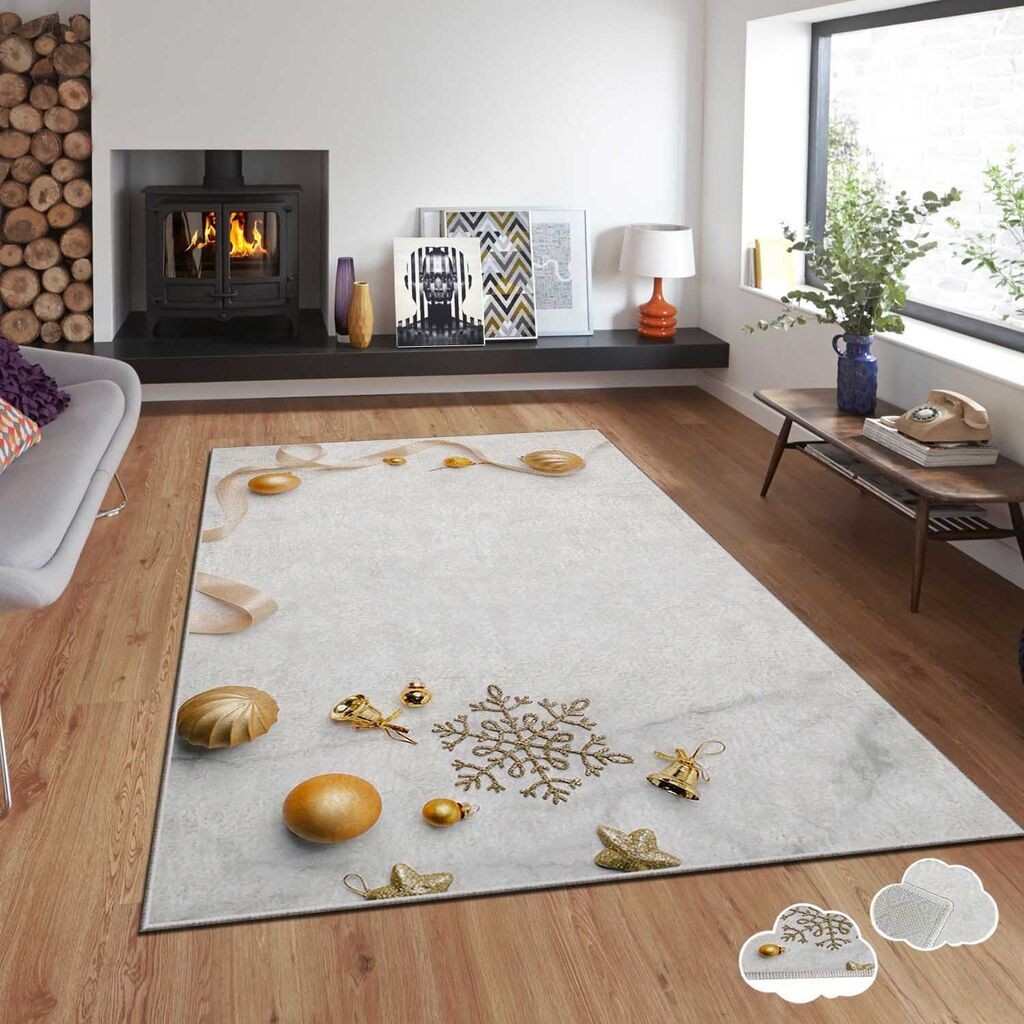 Conceptum Hypnose Tepih sa novogodišnjim motivima Asr-Crpt-69, Pravougaoni, 140 x 220 cm, Bež