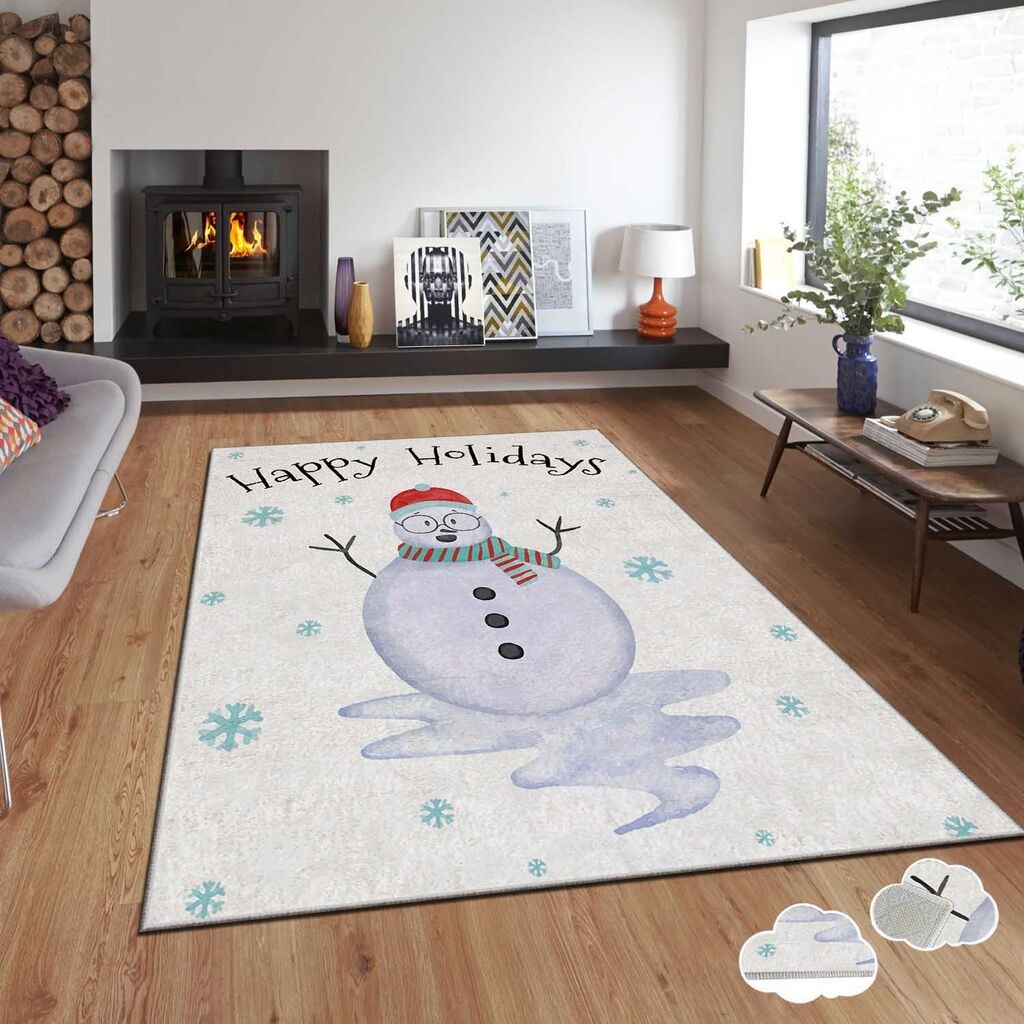 Conceptum Hypnose Tepih s novogodišnjim motivima Asr-Crpt-9, Pravougaoni, 140 x 220 cm, Bijeli