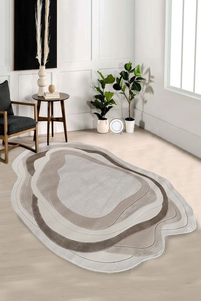 Conceptum Hypnose tepih Amorf-Ar006, Ovalan, 100 x 200 cm, krem-bež