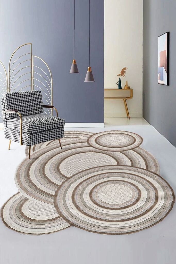 Conceptum Hypnose tepih Amorf-Ar002, okrugli, 80 x 150 cm, krem-bež