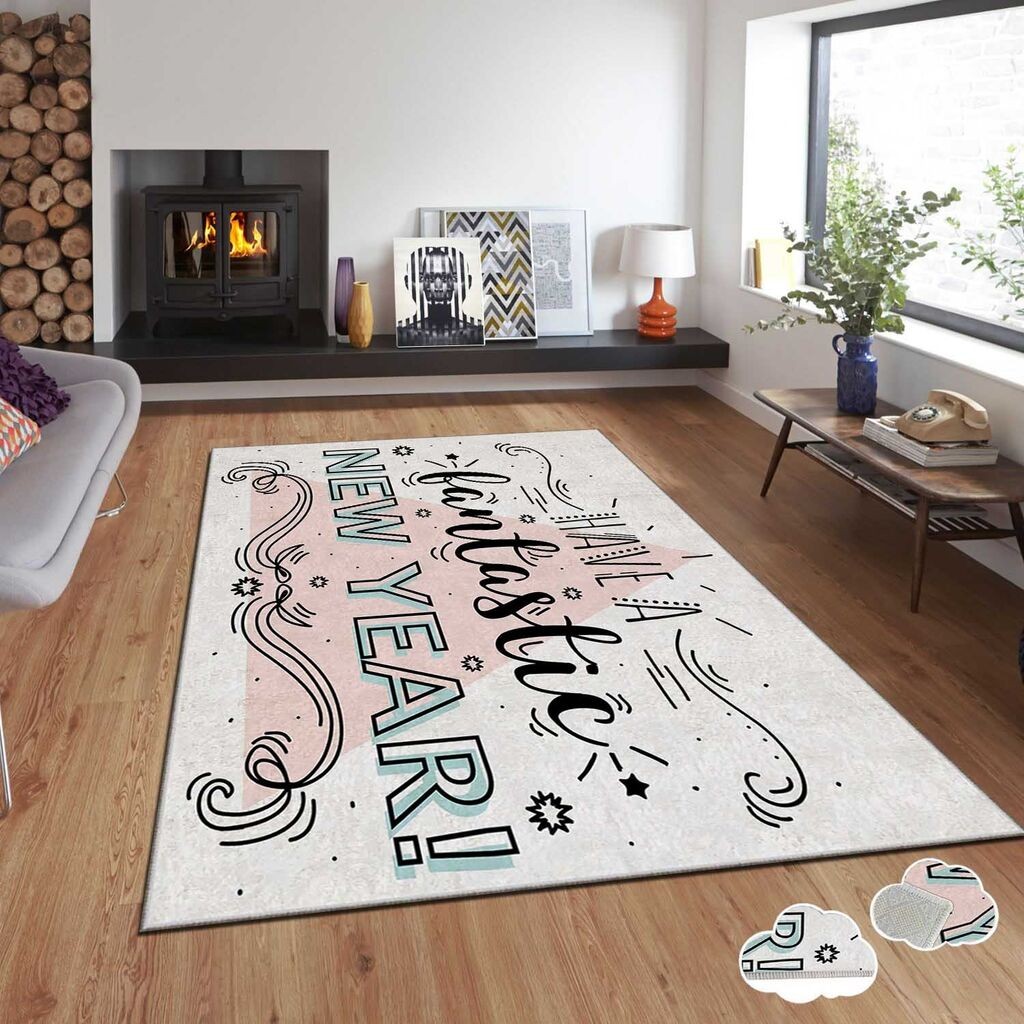 Conceptum Hypnose tepih s novogodišnjim motivima Asr-Crpt-77, Pravougaoni, 100 x 180 cm, Bež