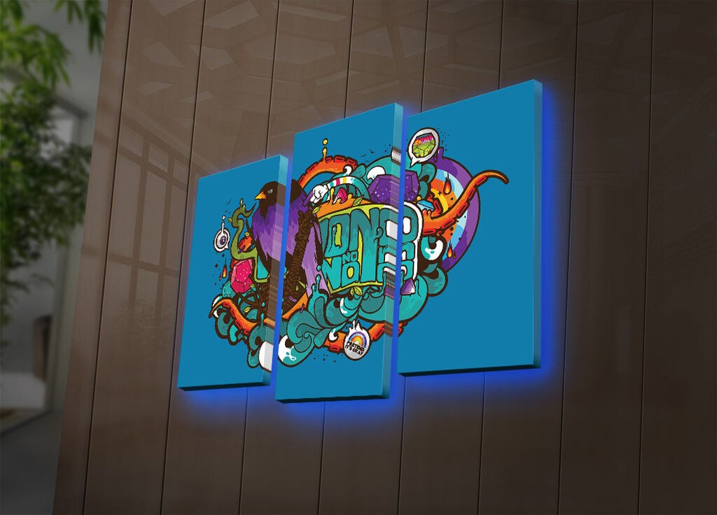 Wallity Set slika sa LED rasvjetom 3PATDACT-25, 3 dijela