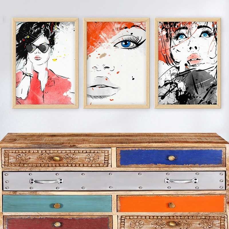 Wallity Set uramljenih slika 3NTC_2848730, 3 dijela