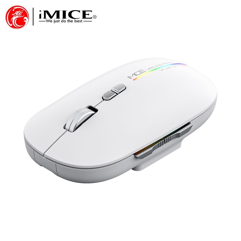 Imice Bežični Miš G901 LED Punjivi i Bluetooth Nečuji 2.4G Bijeli