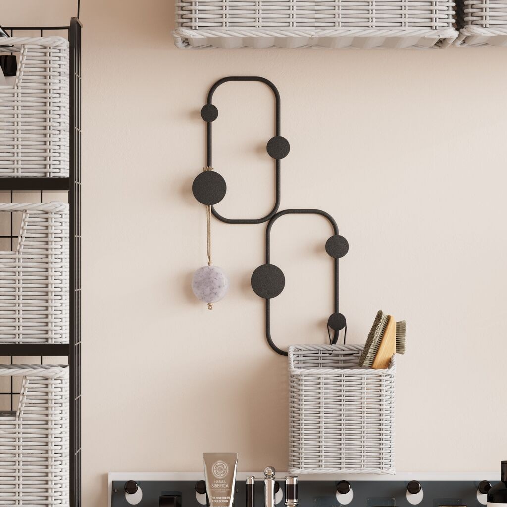 Wallity Zidna vješalica Bubamara, 6 kuka, Crna