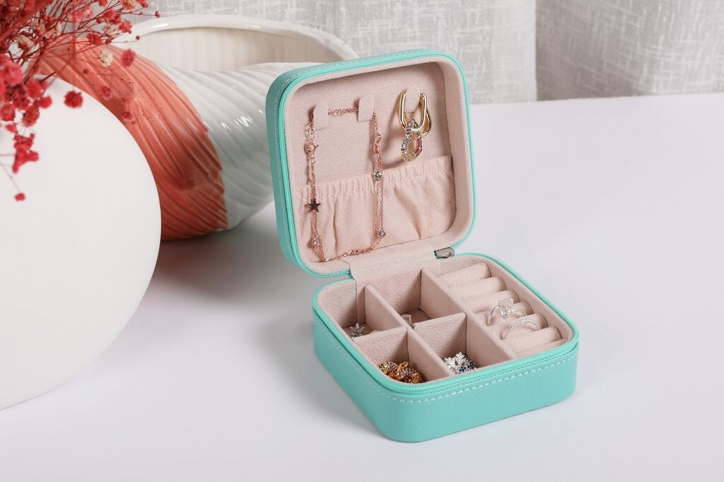 Aberto Design kutija za nakit, 10x10x 5,5 cm, svijetloplava