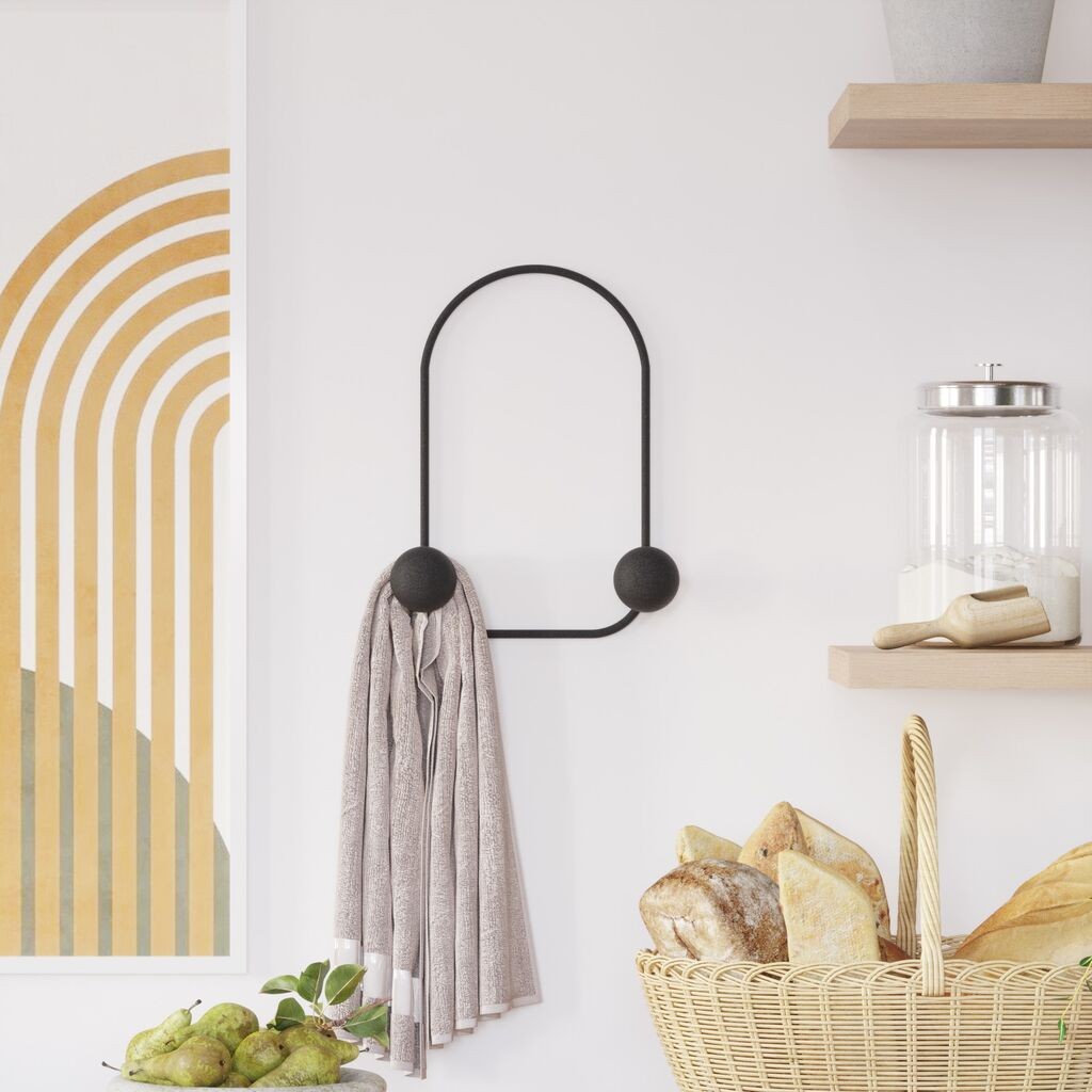 Wallity Zidna vješalica Žaba, 2 kuke, Crna