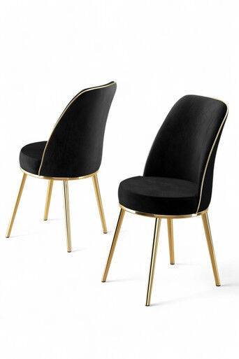 Hanah Home Set stolica Pefa, 2 komada, Crno-zlatni
