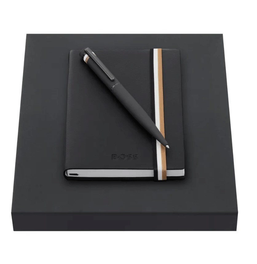 Hugo Boss Set Hemijska olovka i notes A6 HPNN352A, Crni