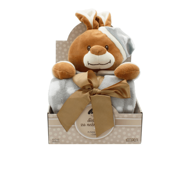 DEXY CO Set plišane igračke zeko i dekica Slatki snovi za bebu smeđe boje