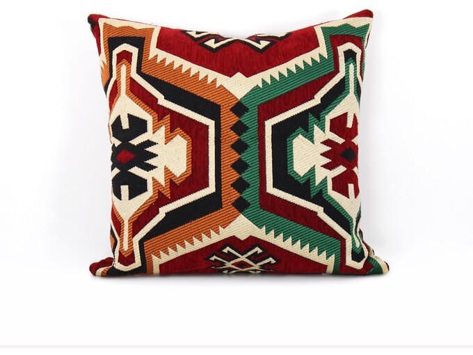 Aberto Design Esmeli v2 Crveni ukrasni jastuk, 50 x 50 cm, Šareni