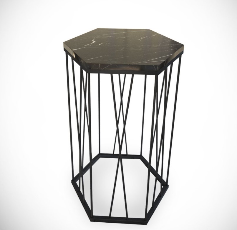 Hanah Home Pomoćni stolić Cetrus mramor, crni