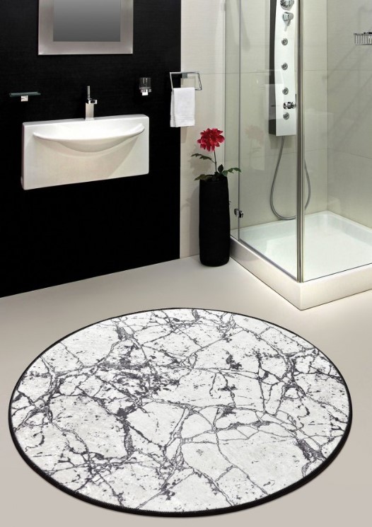 L'essentiel Maison Mermer tepih za kupatilo, 140cm, bijelo-crni