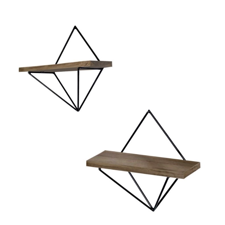 Hanah Home WR046 Zidna polica, 2 komada, Crno-smeđa