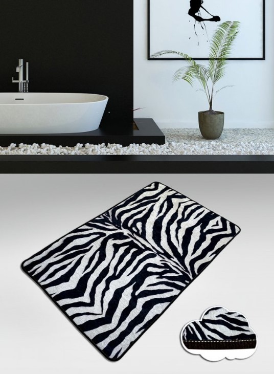 L'essentiel Maison prugasti tepih za kupatilo, 80x100cm, crno-siva